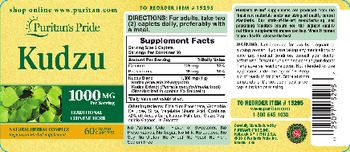 Puritan's Pride Kudzu 1000 mg - vegetarian herbal supplement
