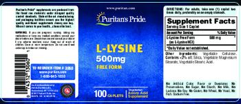 Puritan's Pride L-Lysine 500 mg - vegetarian amino acid supplement