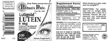 Puritan's Pride Premium Lutigold Lutein 6 mg - supplement