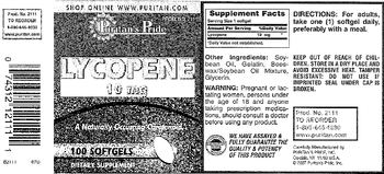 Puritan's Pride Lycopene 10 mg - supplement