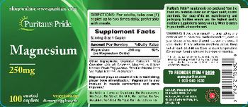 Puritan's Pride Magnesium 250 mg - supplement