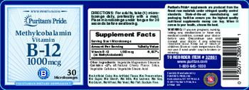Puritan's Pride Methylcobalamin Vitamin B-12 1000 mcg - b vegetarian supplement