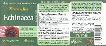 Puritan's Pride Premium Echinacea 400 mg - herbal supplement