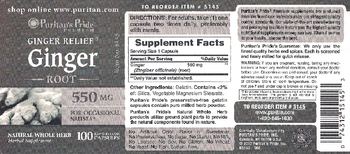 Puritan's Pride Premium Ginger Root 550 mg - herbal supplement