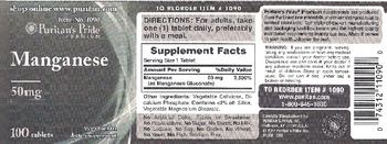 Puritan's Pride Premium Manganese 50 mg - supplement