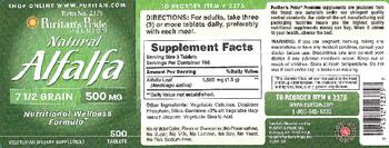 Puritan's Pride Premium Natural Alfalfa 500 mg - vegetarian supplement