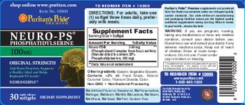 Puritan's Pride Premium Neuro-PS Phosphatidylserine 100 mg - supplement