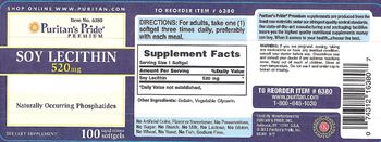Puritan's Pride Premium Soy Lecithin 520 mg - supplement