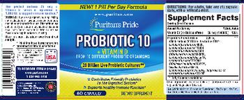 Puritan's Pride Probiotic 10 + Vitamin D - supplement