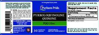 Puritan's Pride Pyrroloquinoline Quinone - vegetarian supplement