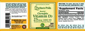 Puritan's Pride Sunvite Chewable Vitamin D3 25 mcg Strawberry-Banana Flavor - supplement
