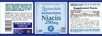 Puritan's Pride Timed Release Niacin 250 mg - vitamin supplement