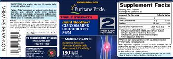 Puritan's Pride Triple Strength Joint Soother Glucosamine Chondroitin MSM - supplement