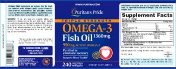 Puritan's Pride Triple Strength Omega-3 Fish Oil 1360 mg - supplement