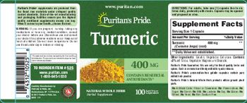 Puritan's Pride Turmeric 400 mg - herbal supplement