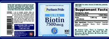 Puritan's Pride Ultra Biotin 7500 mcg - vegetarian supplement