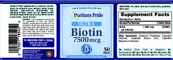 Puritan's Pride Ultra Biotin 7500 mcg - vegetarian supplement