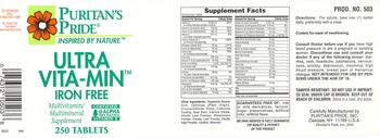 Puritan's Pride Ultra Vita-Min Iron Free - multivitamin multimineral supplement