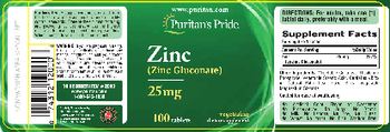 Puritan's Pride Zinc 25 mg - supplement