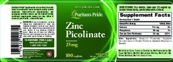 Puritan's Pride Zinc Picolinate 25 mg - supplement