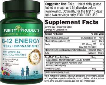 Purity Products B-12 Energy Berry Lemonade Melt - supplement