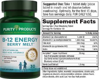 Purity Products B-12 Energy Berry Melt - supplement