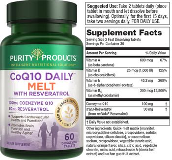 Purity Products CoQ10 Daily Melt with Resveratrol - supplement