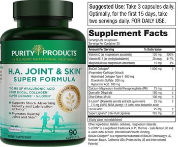 Purity Products H.A. Joint & Skin Super Formula - supplement