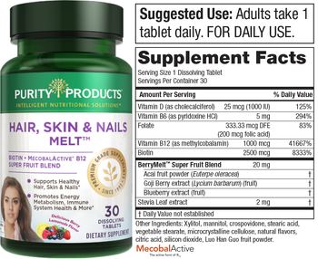 Purity Products Hair, Skin & Nails Melt Delicious Berry Lemonade Flavor - supplement