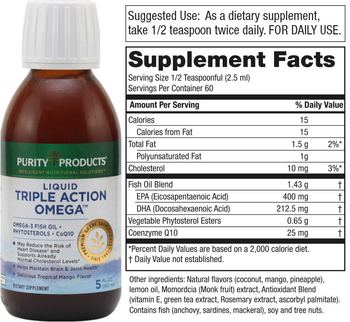 Purity Products Liquid Triple Action Omega Delicious Tropical Mango Flavor - supplement