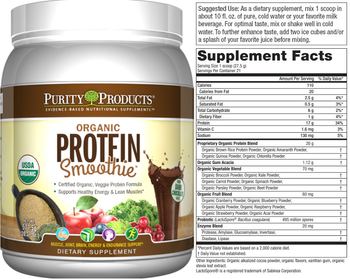 Purity Products Organic Protein Smoothie Dark Chocolate - supplement