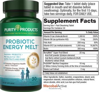 Purity Products Probiotic Energy Melt - supplement
