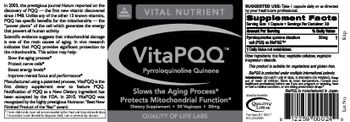 Quality Of Life Labs VitaPQQ  Pyrroloquinoline Quinone - supplement