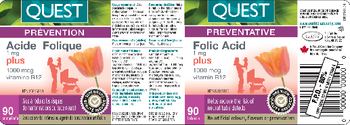 Quest Folic Acid 1 mg Plus 1000 mcg Vitamin B12 - 