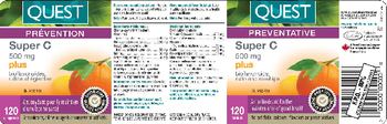 Quest Super C 500 mg Plus Bioflavonoids, Rutin And Rosehips - 