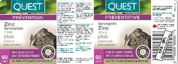 Quest Synergistic Zinc 20 mg Plus Copper And Beta-Carotene - 