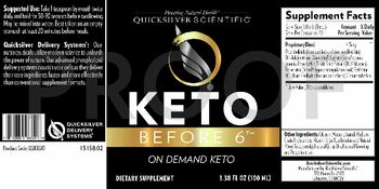 Quicksilver Scientific Keto Before 6 - supplement