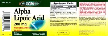 Radiance Alpha Lipoic Acid 200 mg - supplement