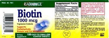 Radiance Biotin 1000 mcg - supplement