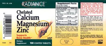 Radiance Chelated Calcium Magnesium Zinc - supplement