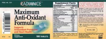 Radiance Maximum Anti-Oxidant Formula - supplement