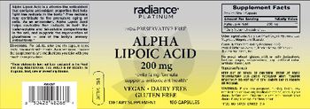 Radiance Platinum Alpha Lipoic Acid 200 mg - supplement