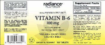 Radiance Platinum Vitamin B-6 100 mg - supplement