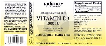 Radiance Platinum Vitamin D3 1000 IU - supplement
