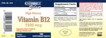 Radiance Select High Potency Vitamin B12 1500 mcg - supplement