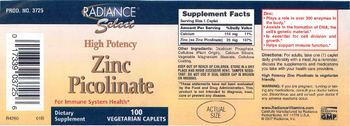 Radiance Select High Potency Zinc Picolinate - supplement