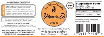 Real Natural Remedies Vitamin D3 2000 IU - supplement