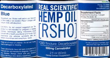 Real Scientific Hemp Oil RSHO CBD Tincture: Decarboxylated - hemp extract supplement