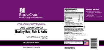 RejuviCare Liquid Collagen Complex Healthy Hair, Skin & Nails Delicious Grape Flavor - supplement