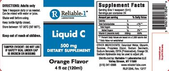 Reliable 1 Laboratories Liquid C 500 mg Orange Flavor - supplement